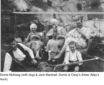 Dorrie McKeag (with dog) & Jack Marshall. Dorrie is Cissy’s Sister (May’s Aunt).